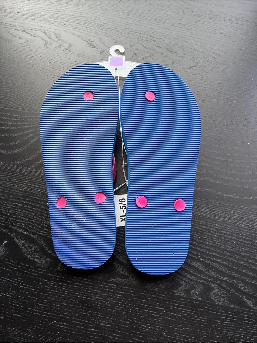Xhilaration Girls Flip Flops Blues Gail Blue Pink Glitter Size XL 5/6 New
